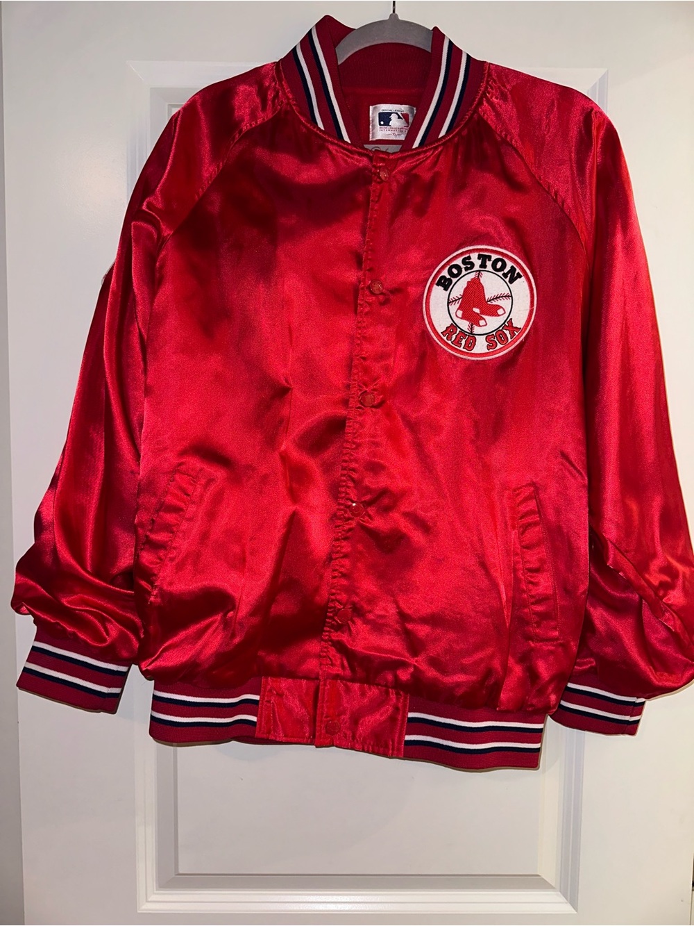Boston Red Satin Bomber Jacket - Red